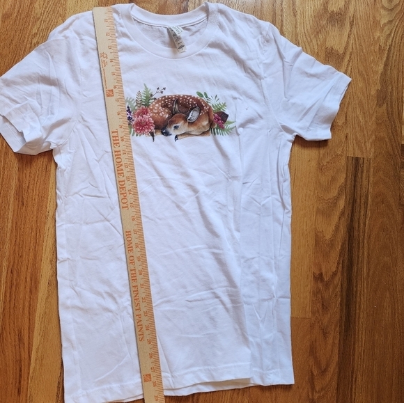 Bella Canvas floral baby fawn cottagecore tshirt size medium 100 cotton fairy - Picture 3 of 7